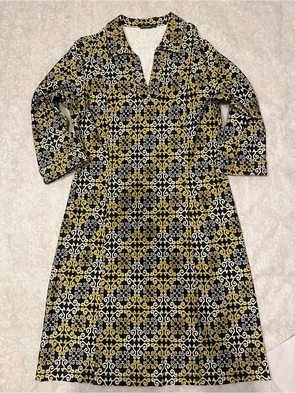 Black & Gold Patterned Women’s Dress